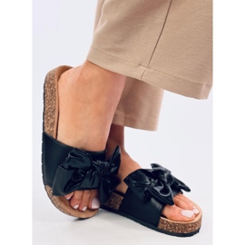 Bussi Svarta korktofflor med rosett 2