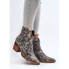 Cowboystövlar i läder dam på hög klack Maciejka 05776-13 Blå 2