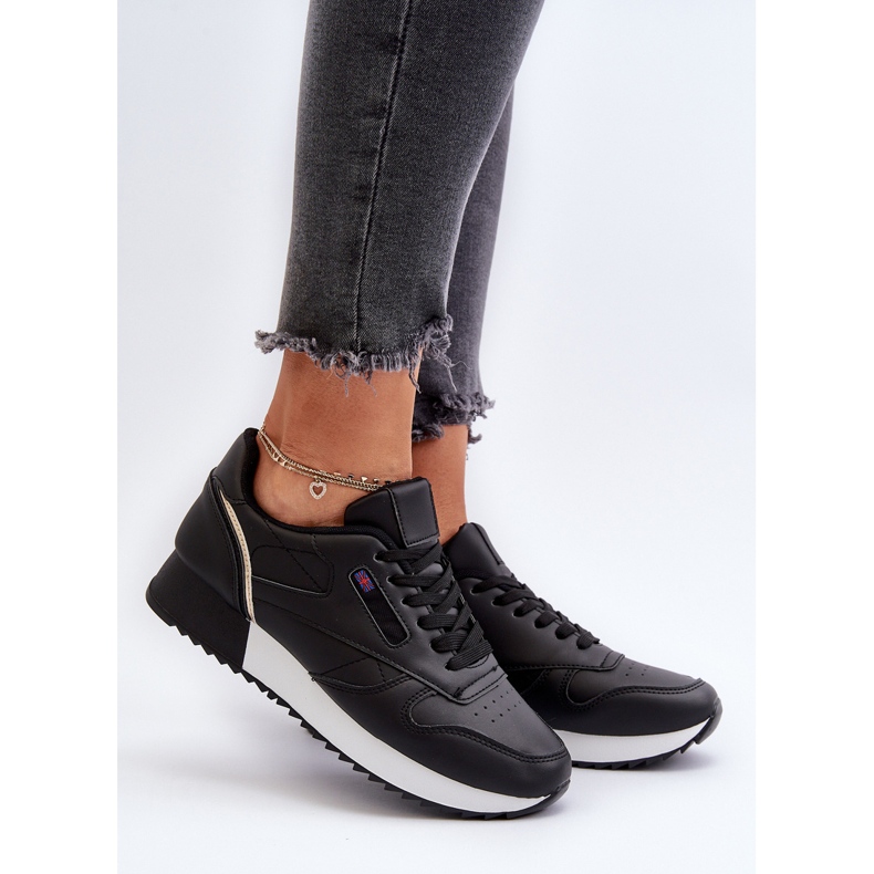 Merida Black Lace-up Platform Lädersportskor svart 2