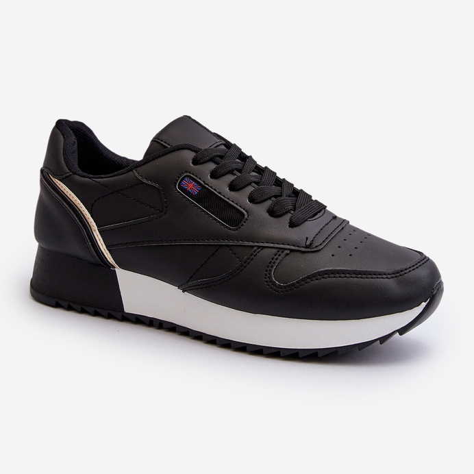 Merida Black Lace-up Platform Lädersportskor svart 1