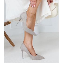 Gråa höga klackar med läderinlägg Amedie 2