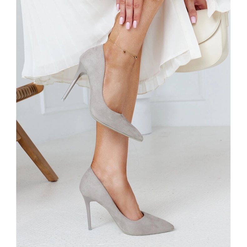 Gråa höga klackar med läderinlägg Amedie 2