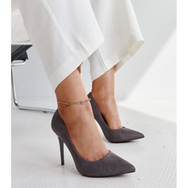 Mörkgrå höga klackar med läderinlägg Amedie 1