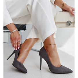 Mörkgrå höga klackar med läderinlägg Amedie 2