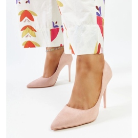 Rosa höga klackar med läderinlägg Amedie 1