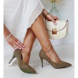Gröna högklackade skor med Paume-läderinlägg 1