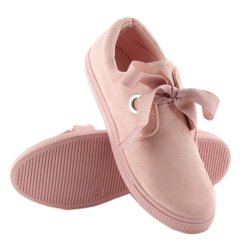 Sneakers knutna med ett band JX49 rosa 2