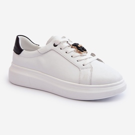 Vinceza Sneakers i läder för kvinnor med nallebjörn, vit Mirven 2