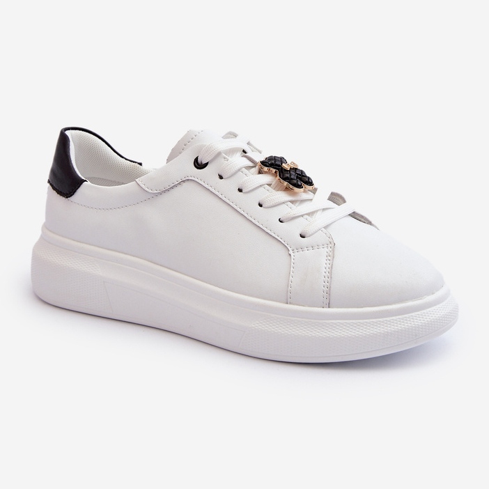 Vinceza Sneakers i läder för kvinnor med nallebjörn, vit Mirven 2