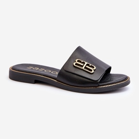 Zazoo 40384 Elegant flip-flops i läder för kvinnor, svart 1