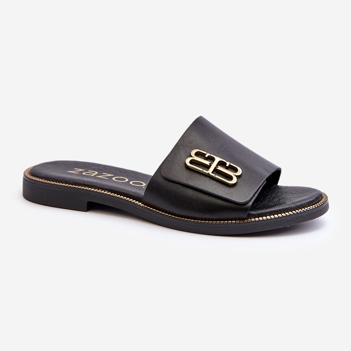 Zazoo 40384 Elegant flip-flops i läder för kvinnor, svart 1
