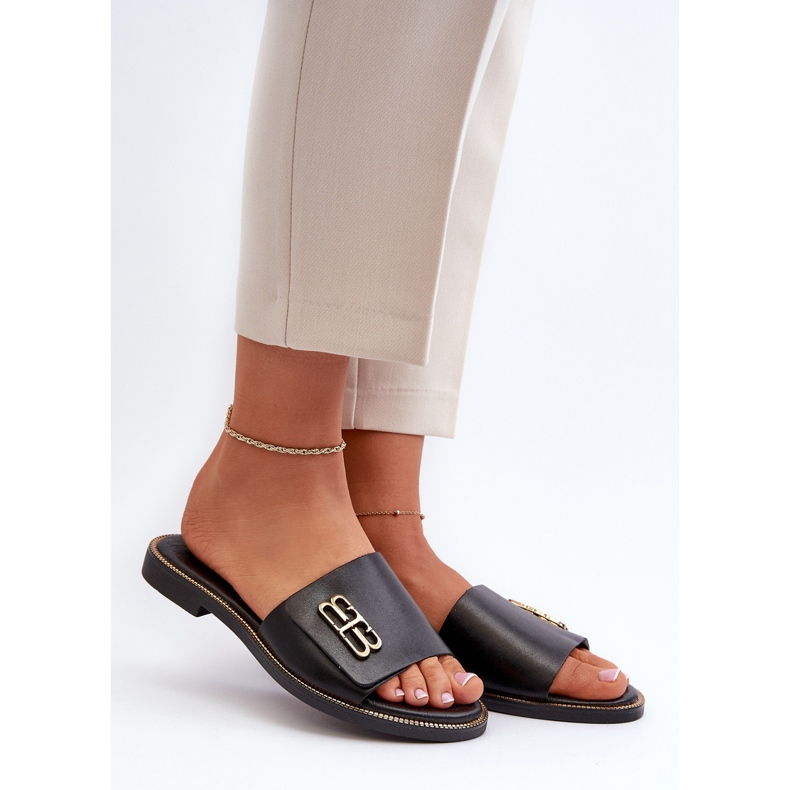 Zazoo 40384 Elegant flip-flops i läder för kvinnor, svart 2