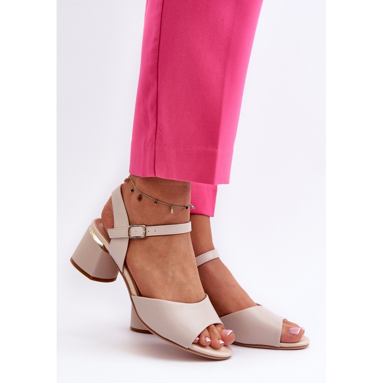 Lågklackade damsandaler Eco-läder Sergio Leone SK876 ljusgrå 2