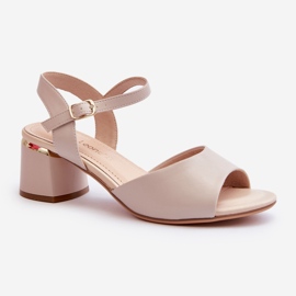 Lågklackade damsandaler Eco-läder Sergio Leone SK876 ljusgrå 1