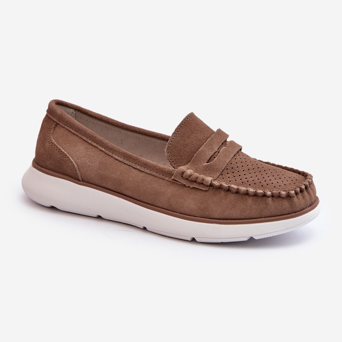 Sergio Leone SP012 Brun mocka loafers på plattformen 1