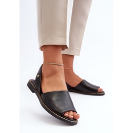 Zazoo Svarta Lemar Alivia Läder Slip-On Sandaler 2