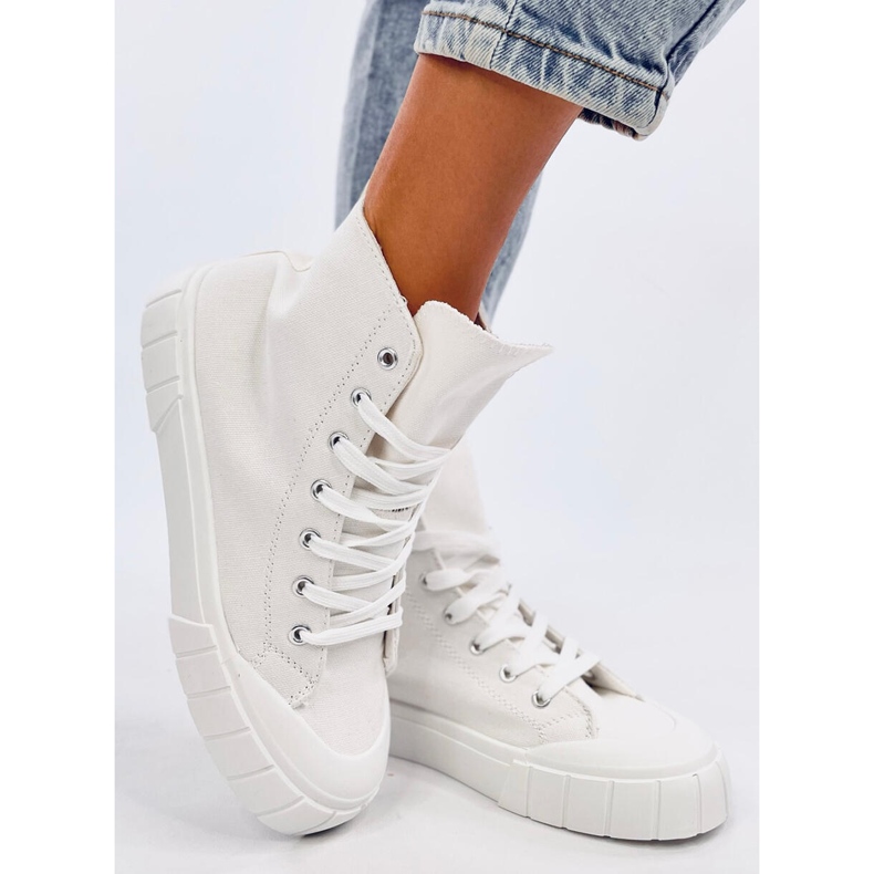 Rogers White high-top sneakers i canvas vit 1