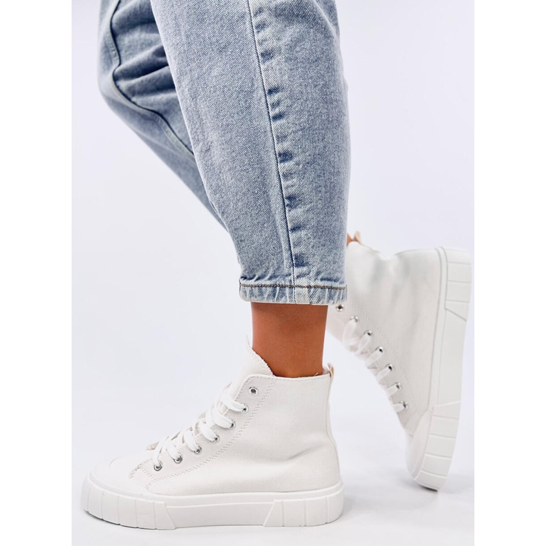 Rogers White high-top sneakers i canvas vit 2