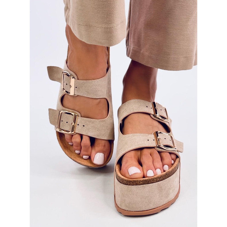 Galzai Khaki plattformstofflor i kork beige 1