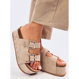 Galzai Khaki plattformstofflor i kork beige 2