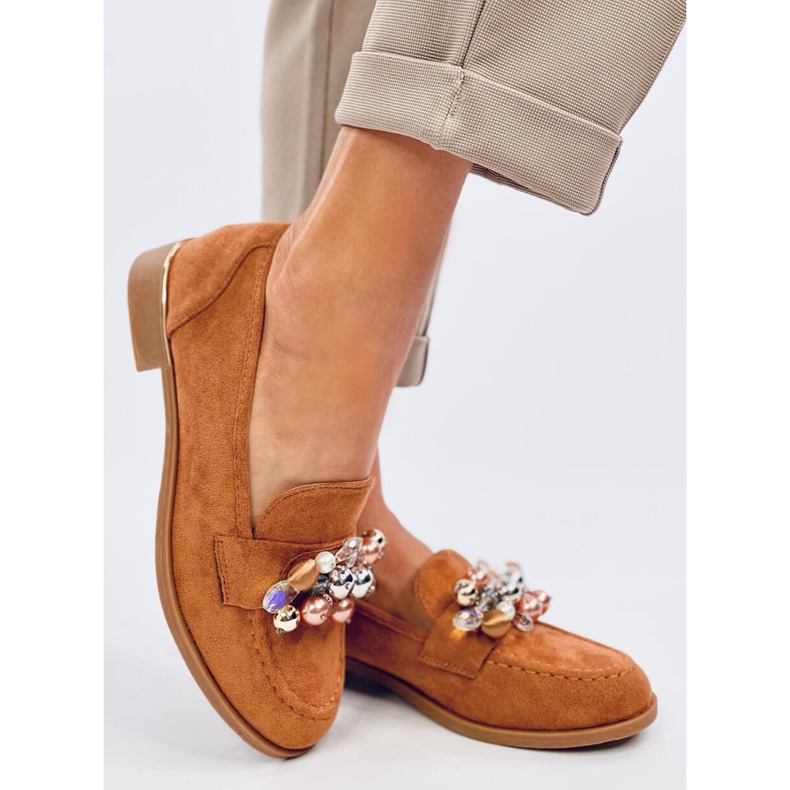 Anselme Camel loafers med stenar brun 2