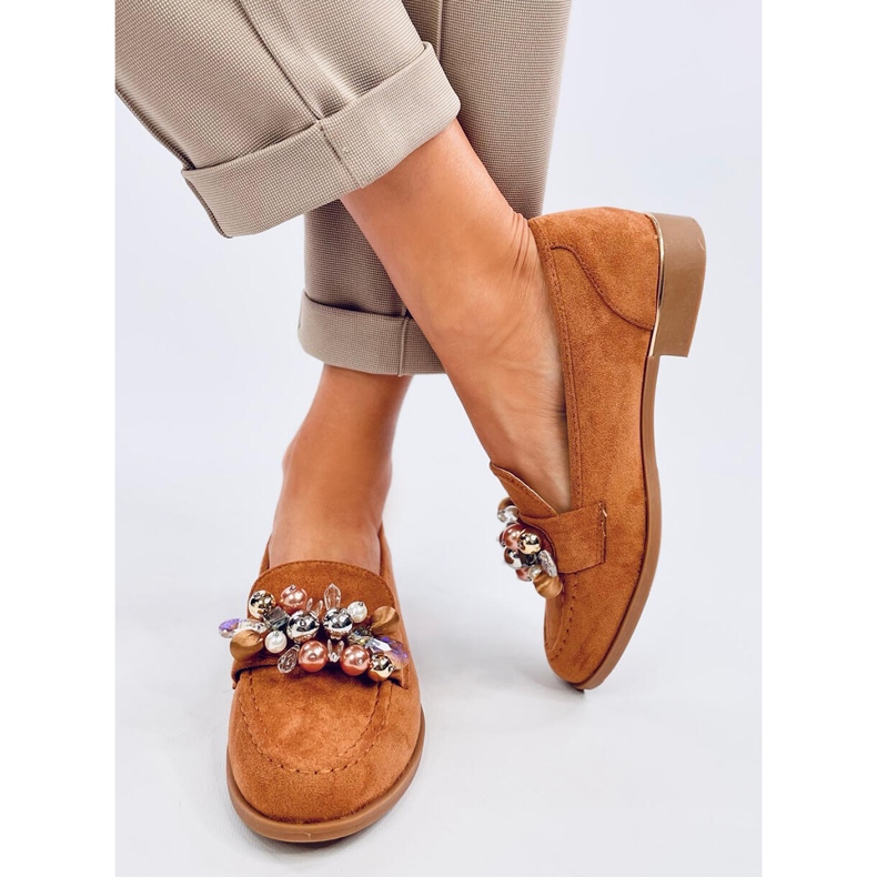 Anselme Camel loafers med stenar brun 1