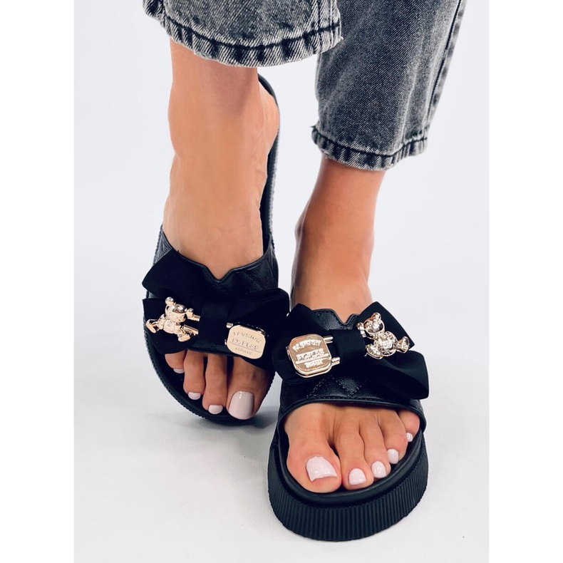 Brandis nallebjörnsflip flops i svart guld 1