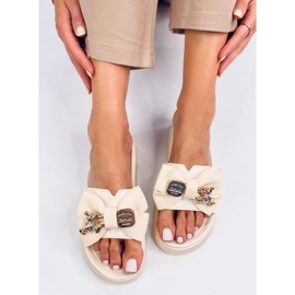 Brandis Beige gyllene nalleflip-flops 2