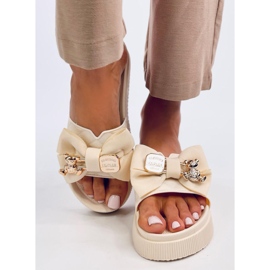 Brandis Beige gyllene nalleflip-flops 1