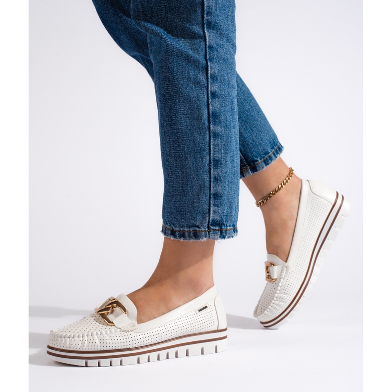 Goodin Genombrutna vita loafers på plattformen 1