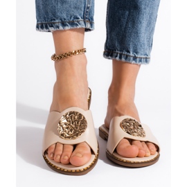 Goodin Eleganta beige flipflops för kvinnor 1