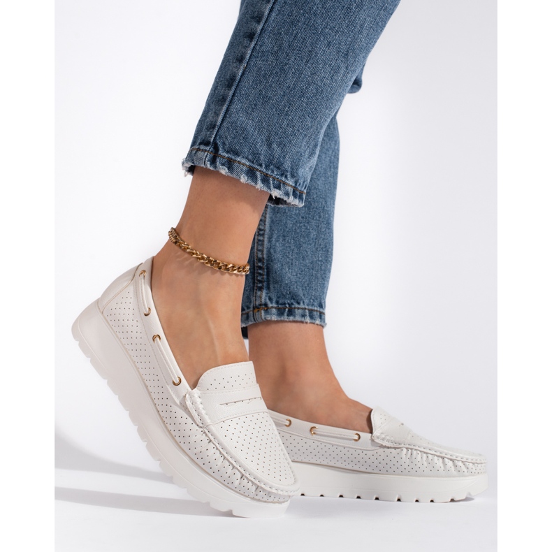 Goodin Snygga vita loafers för damer 2