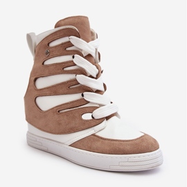 Beige läder kil stövlar Amria 1