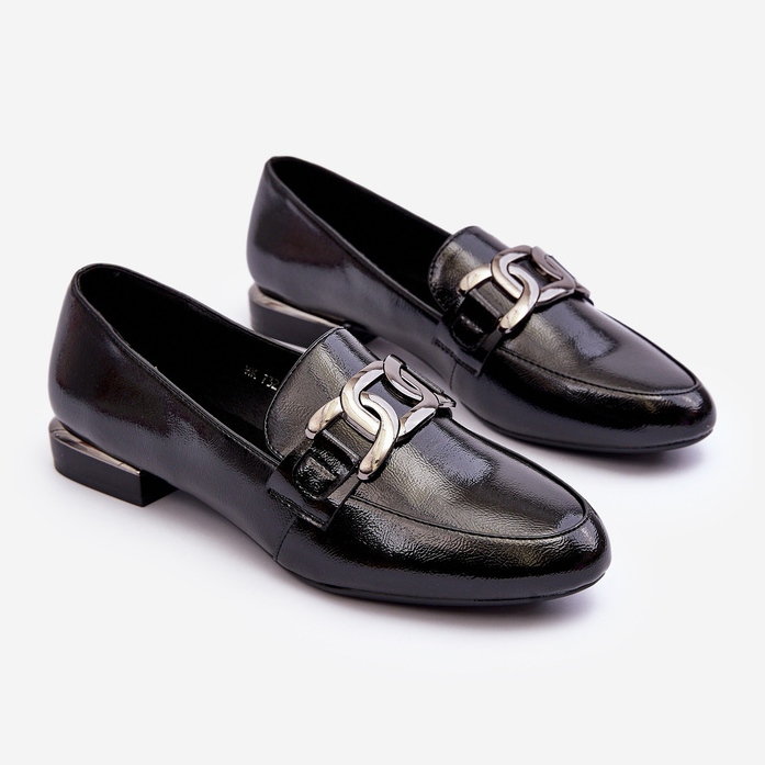 Sergio Leone Lackmockasiner för kvinnor med dekoration, svart Camilena 2