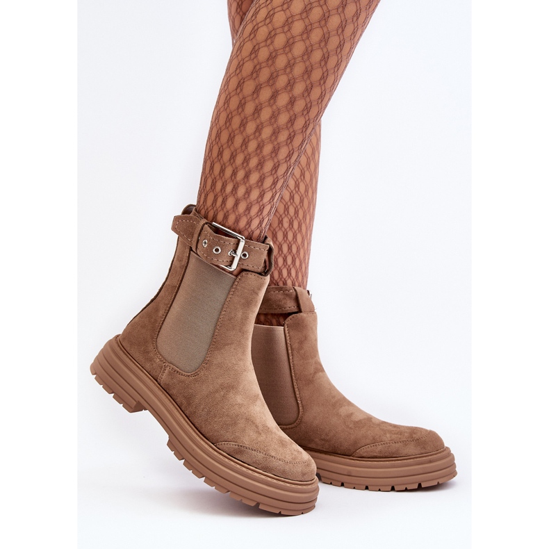 Chelsea-stövlar i mocka på en massiv sula, Beige Ozaro 2