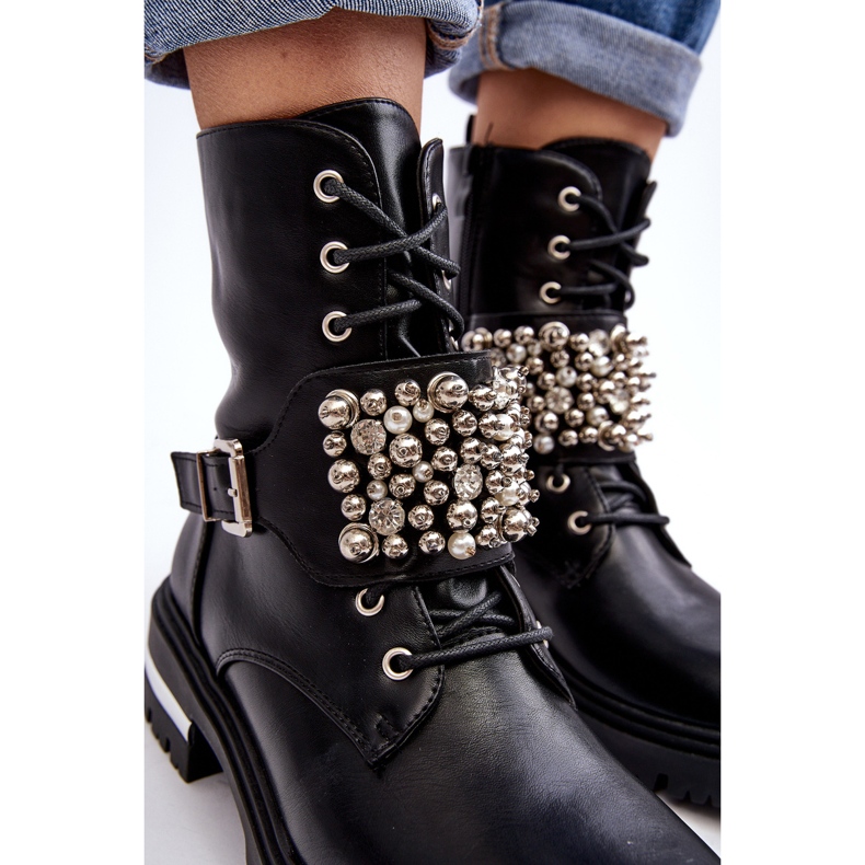 Damisolerade arbetarstövlar dekorerade svarta Lennen 1