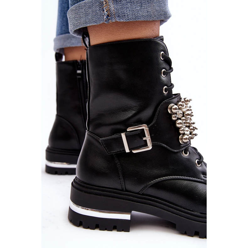 Damisolerade arbetarstövlar dekorerade svarta Lennen 2