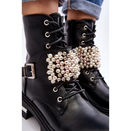 Isolerade kvinnors arbetarstövlar dekorerade svarta Venizi 2