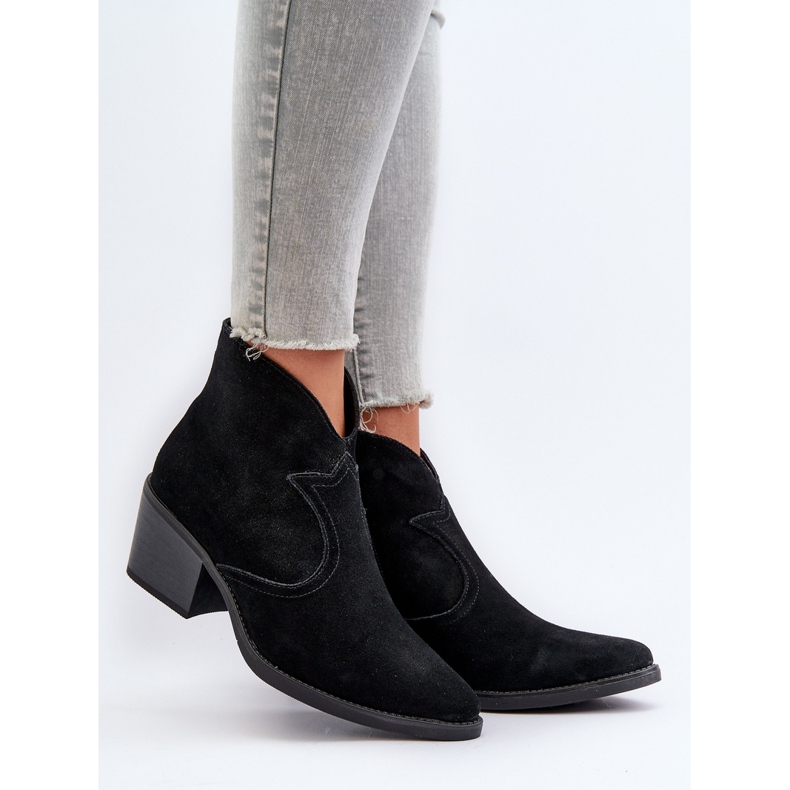 S.Barski Cowboystövlar i mocka med dragkedja D&amp;A SN622-29 Svart 2