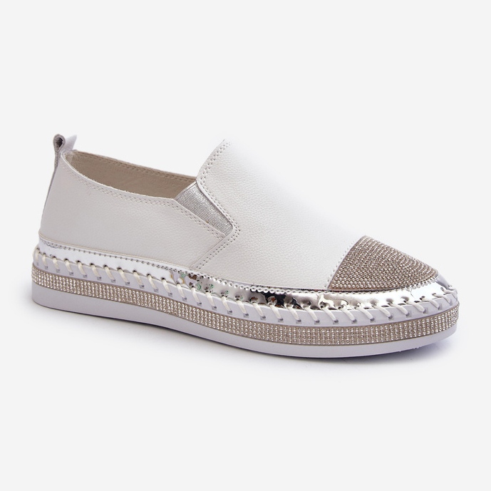 S.Barski Skinnskor för kvinnor på plattformen White D&amp;A LR370 vit 1