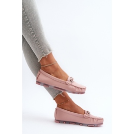 Lädermockasiner för kvinnor med dekoration, Rosa S.Barski LR339 1