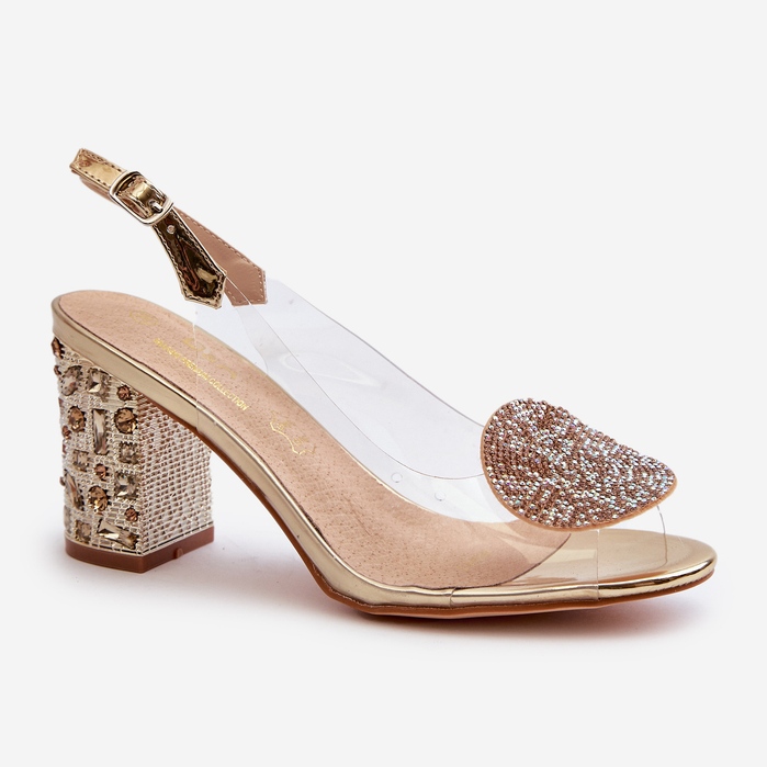 S.Barski Genomskinliga sandaler på en högklackad guld D&amp;A MR38-812 gyllene 2