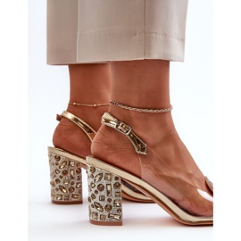 S.Barski Genomskinliga sandaler på en högklackad guld D&amp;A MR38-812 gyllene 1