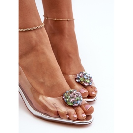 S.Barski Transparenta högklackade sandaler med silverdekoration D&amp;A MR38-454 1