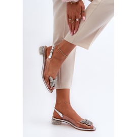 S.Barski Genomskinliga sandaler med låg klack med en fjäril Rosa Silver D&amp;A MR38-388 silver- 6
