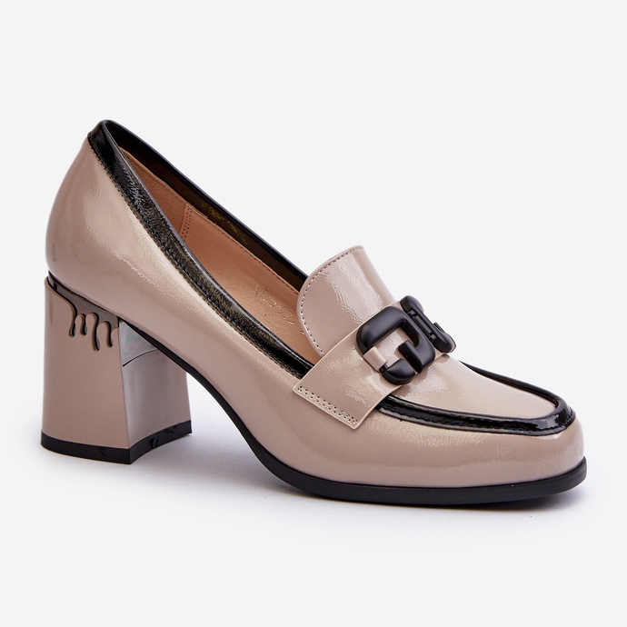 S.Barski Dampumpar på hög klack Patentbeige D&amp;A MR38-973 1