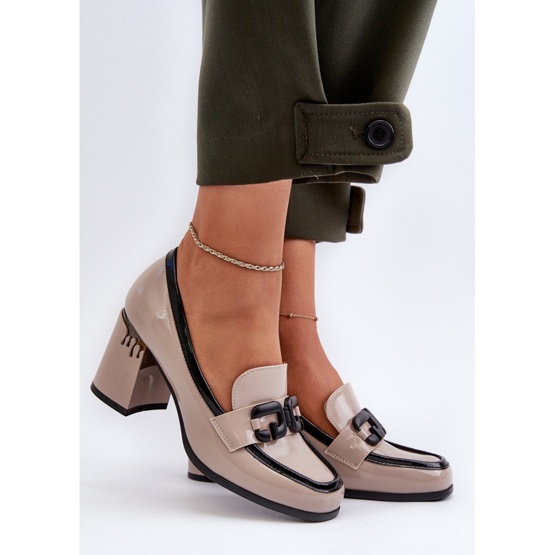 S.Barski Dampumpar på hög klack Patentbeige D&amp;A MR38-973 2