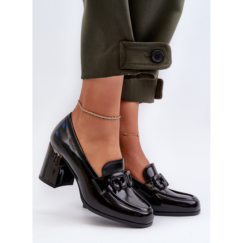 S.Barski Högklackade damskor, patentsvarta D&amp;A MR38-973 2