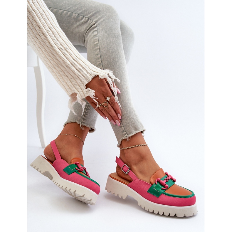 S.Barski Plattklackade damsandaler med dekoration Orange D&amp;A MR38-656 1