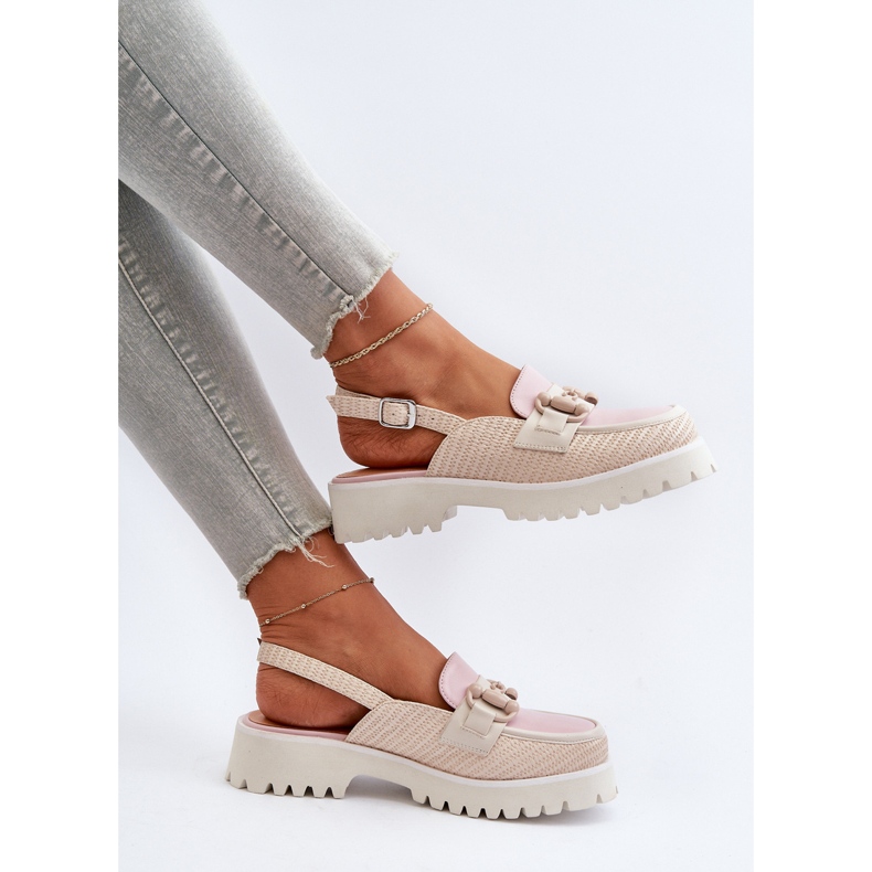 S.Barski Plattklackade damsandaler med dekoration Beige D&amp;A MR38-656 1